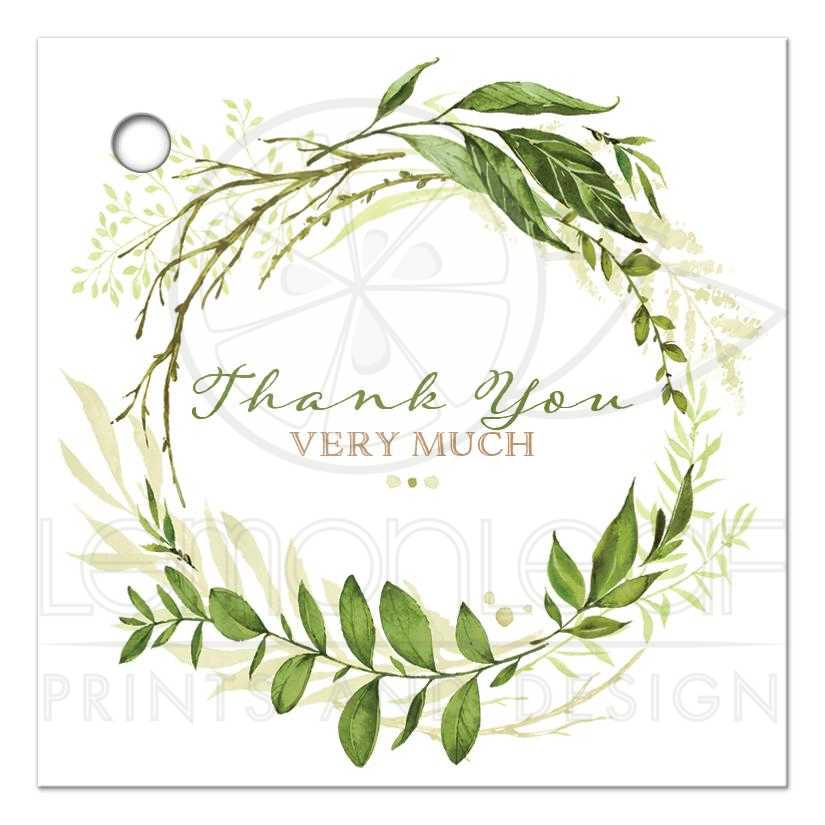 825x825 Greenery Foliage Wedding Favor Tag - Watercolor Wreath