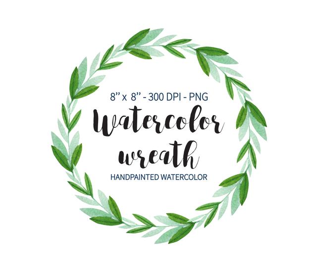 642x550 Green Eucalyptus Watercolor Wreath Clipart Floral Wreath Etsy - Watercolor Wreath Clipart