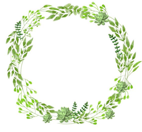 570x529 Greenery Clipart Succulents Clipart Watercolor Wreath Etsy - Watercolor Wreath Clipart