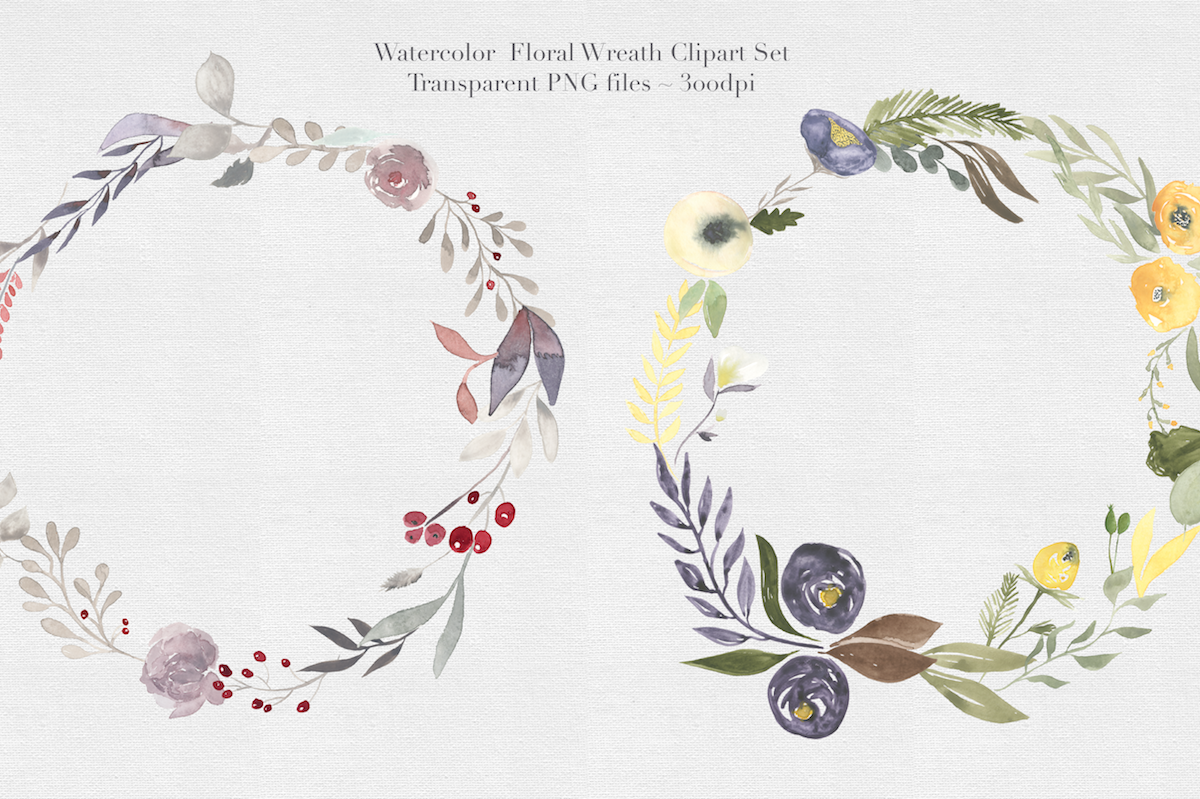 1200x799 Watercolor Floral Wreaths Vol.1 Hey Blogger - Watercolor Wreath Clipart