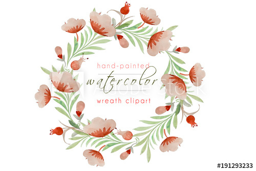 500x334 Watercolor Wreath Hand Painted Floral Wreath Clipart Wedding - Watercolor Wreath Clipart