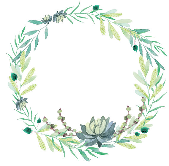 570x560 Wreath Clipart Succulent Cute Borders, Vectors, Animated, Black - Watercolor Wreath Clipart