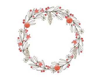340x270 Decorative Wreath Clipart Winter Watercolor Clipart Christmas - Watercolor Wreath Clipart