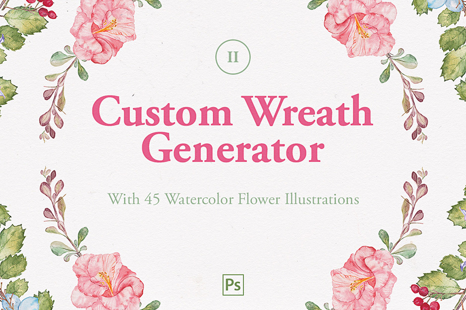 940x626 Custom Wreath Generator 2 + Flowers - Watercolor Wreath Creator