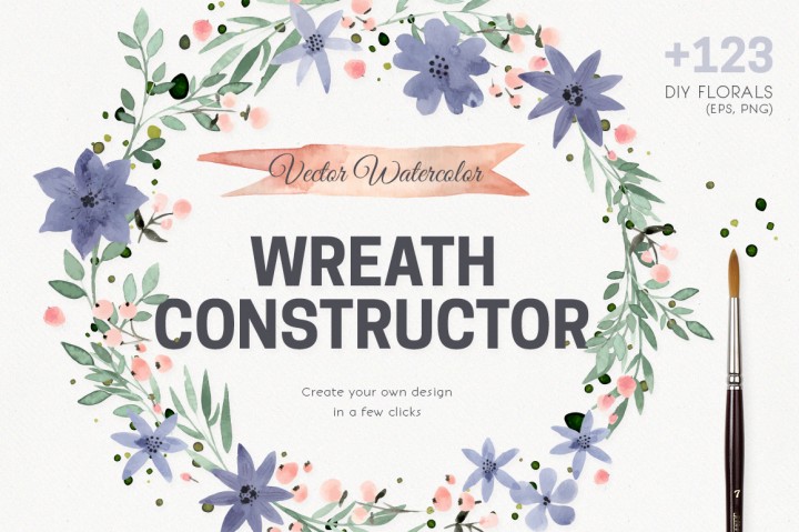 720x479 Flowers Floral Dollar Digitals - Watercolor Wreath Creator