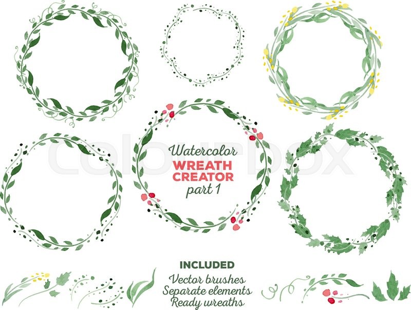 800x604 Vector Watercolor Wreaths And Separate Floral Elements For Custom - Watercolor Wreath Creator