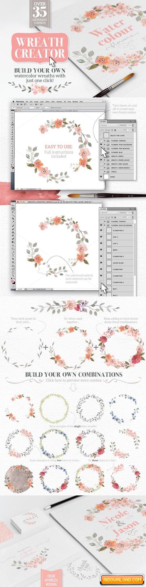 500x2000 Watercolour Wreath Creator Free Download Free Graphic Templates - Watercolor Wreath Creator