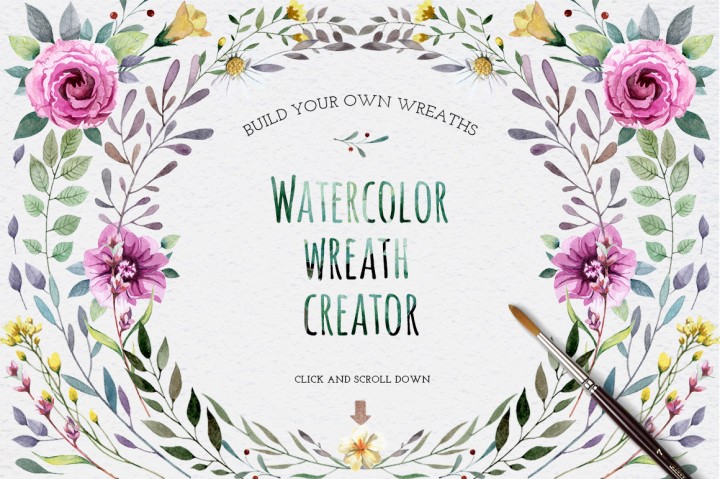 720x479 Watercolour Elements. Wreath Creator By Smotrivnebo - Watercolor Wreath Creator
