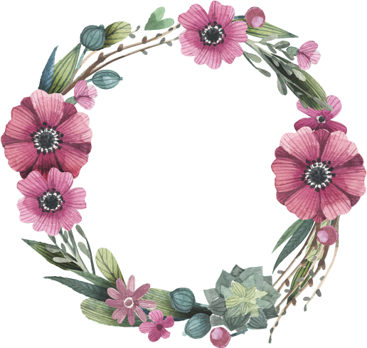 516x489 Flower Watercolor Painting Wreath - Watercolor Wreath Vector