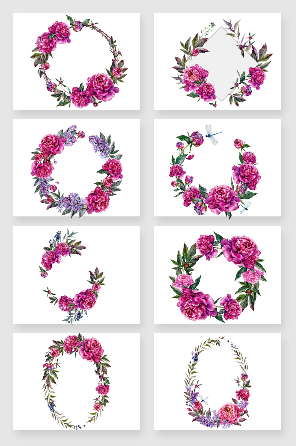 1024x1540 Hand Painted Purple Watercolor Wreath Vector Material Free - Watercolor Wreath Vector
