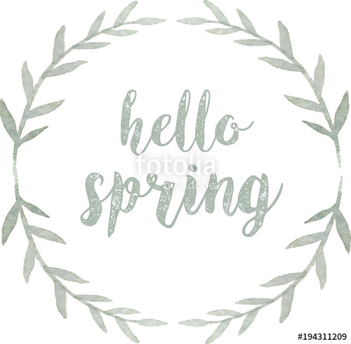 500x490 Hello Spring. Wreath Vector Isolated On White Background - Watercolor Wreath Vector