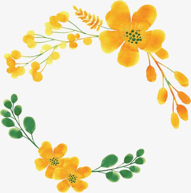 650x655 Little Yellow Wreaths, Vector Png, Watercolor Plants, Small Yellow - Watercolor Wreath Vector