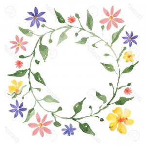 300x300 Stock Illustration Drawn Watercolor Greenery Wreath Vector Lazttweet - Watercolor Wreath Vector
