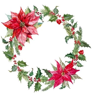 380x400 Christmas Wreath Vector Christmas Art - Watercolor Wreath Vector