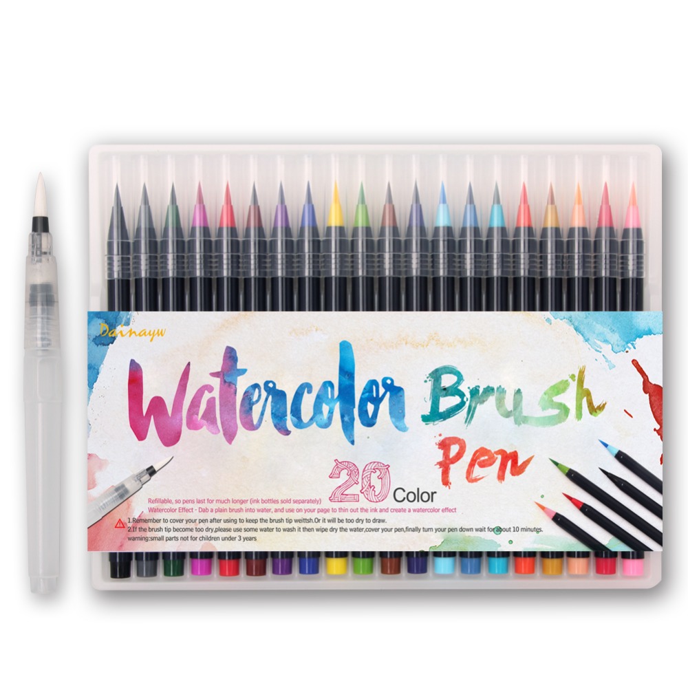 1000x1000 Coloffice 20 Color Set Painting Soft Brush Pen Watercolor Markers - Watercolor Writing