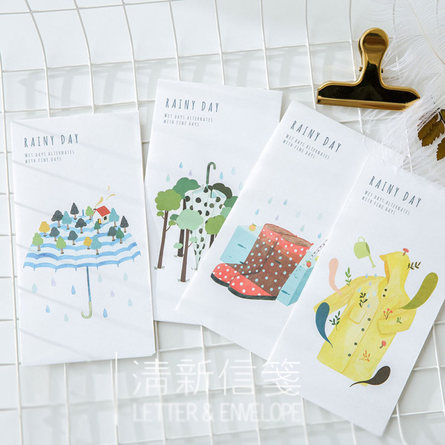 640x640 Rainy Season Series 24 Sheet Letter Paper 12 Pcs Envelopes - Watercolor Writing
