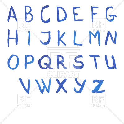 400x400 Alphabet Painted With Blue Watercolor - Watercolor Writing Font