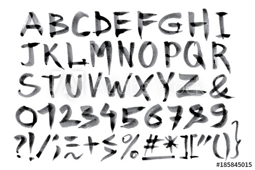 500x334 Calligraphic Hand Drawn Font. Handwritten Alphabet In Brush Style - Watercolor Writing Font