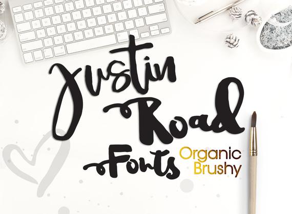 570x418 Justin Road Font Brush Fonts Watercolor Lettering Digital Etsy - Watercolor Writing Font