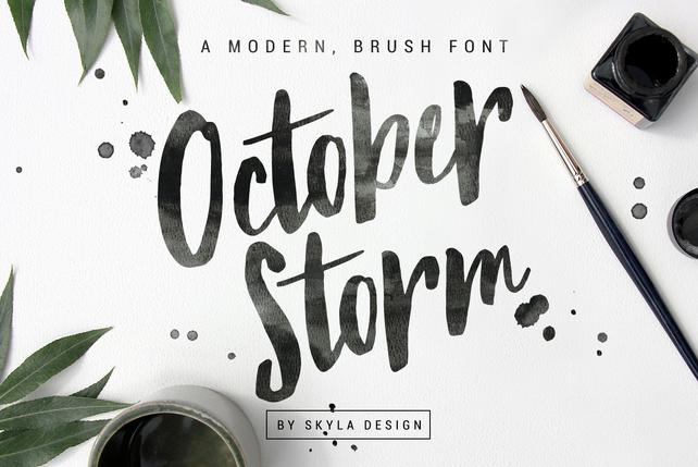 642x429 Modern Brush Font October Storm Handwritten Font Script Font Etsy - Watercolor Writing Font
