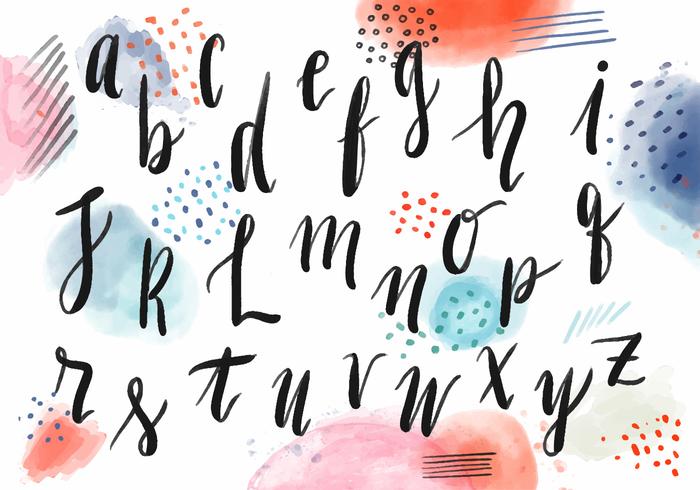 700x490 Watercolor Lettering Alphabet With Colorful Background - Watercolor Writing Font