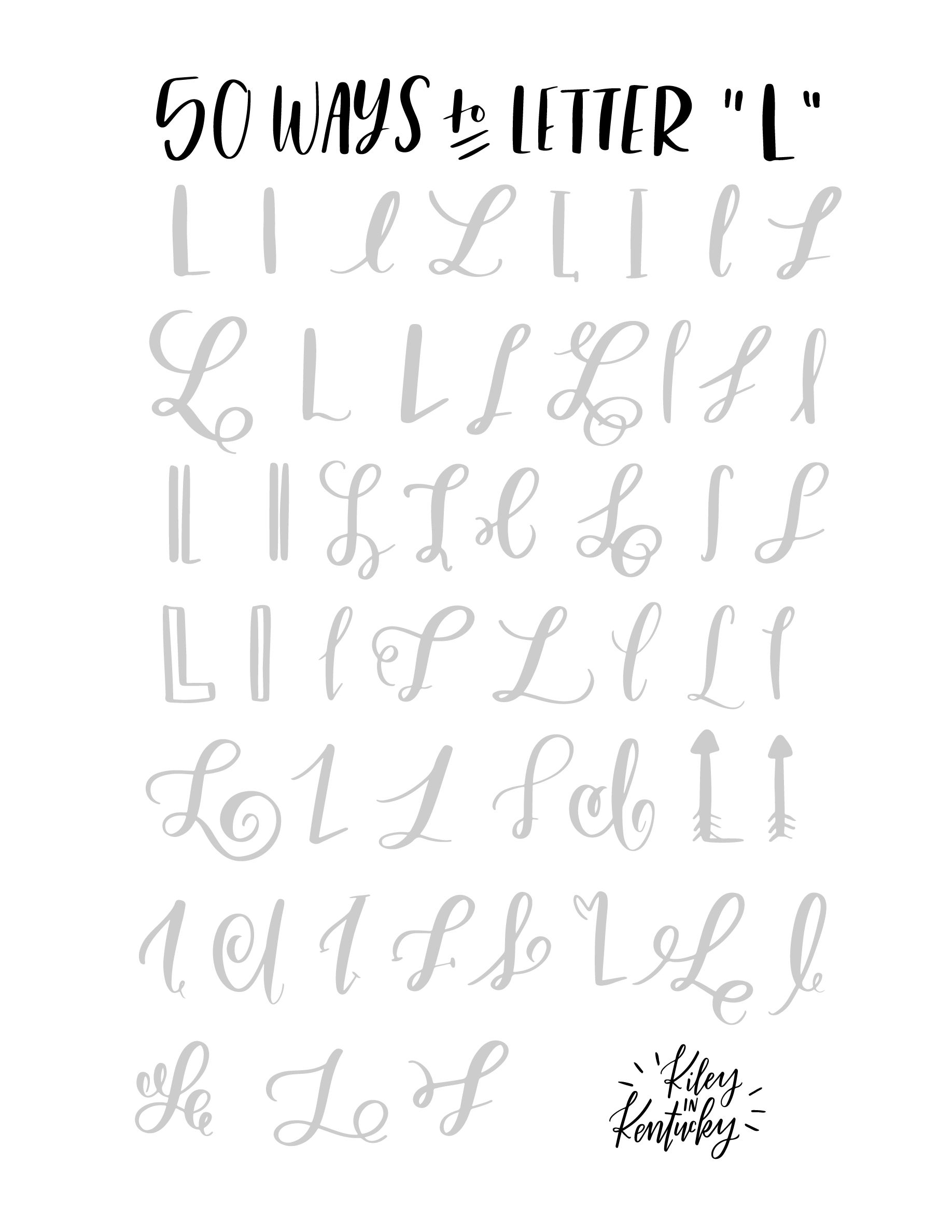 1836x2376 50 Ways To Write L Calligraphy 50th, Calligraphy - Watercolor Writing Font