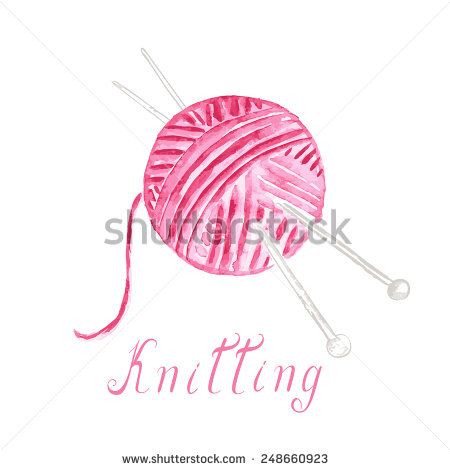 450x470 Watercolor Ball Of Yarn With Knitting Needles Amor Entre - Watercolor Yarn