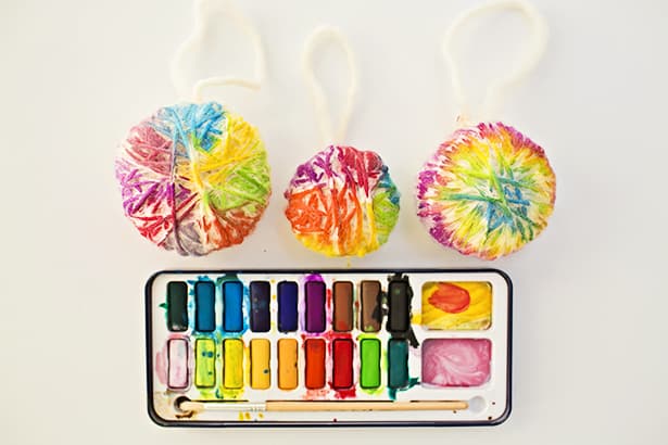 615x410 Diy Yarn Ball Watercolor Ornaments - Watercolor Yarn
