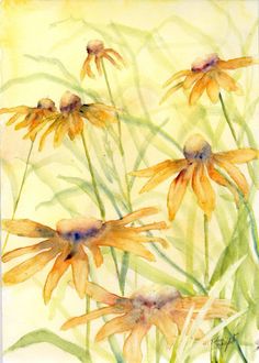 Watercolor Yellow Flowers