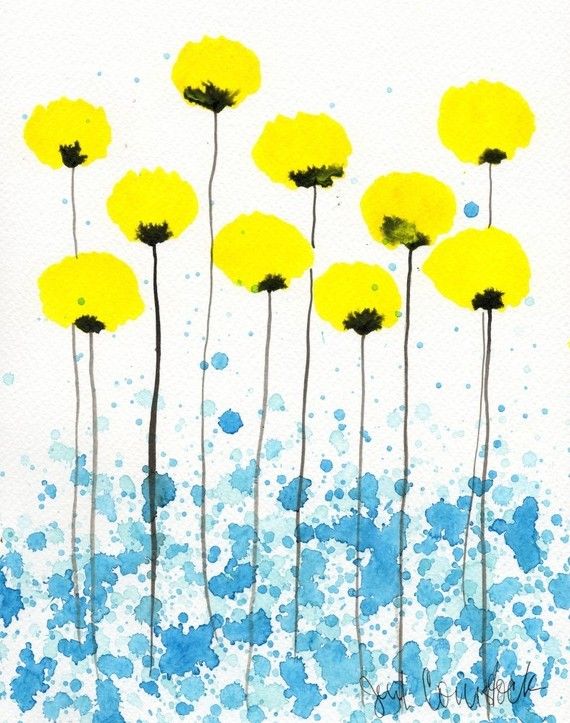 570x723 Watercolor Painting Watercolor Flower Painting - Watercolor Yellow Flowers