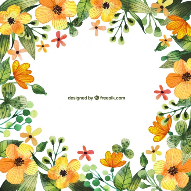 626x626 Watercolor Yellow Flowers Frames Vector Free Download - Watercolor Yellow Flowers