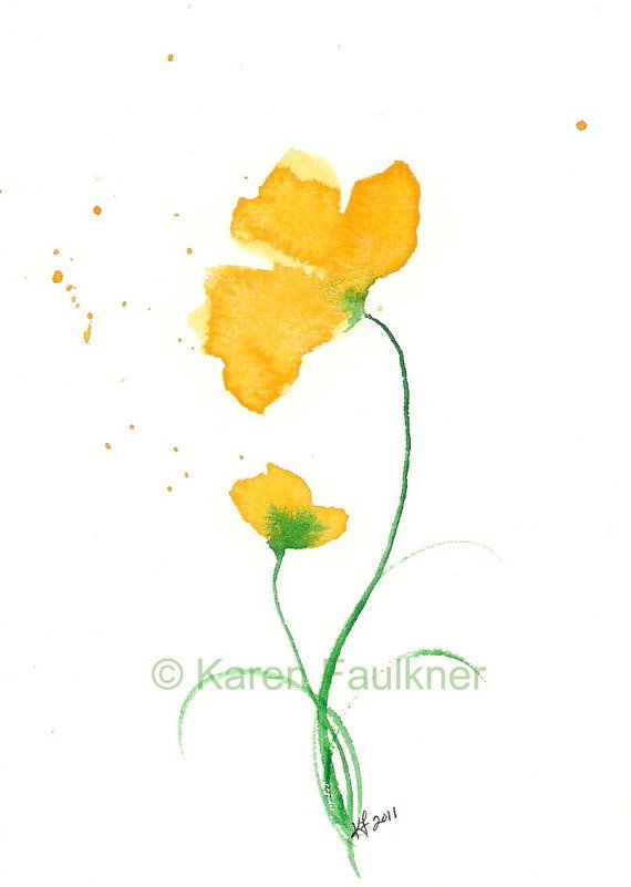 570x801 Art Print Of Yellow Watercolor Flowers Duet In 2018 My - Watercolor Yellow Flowers