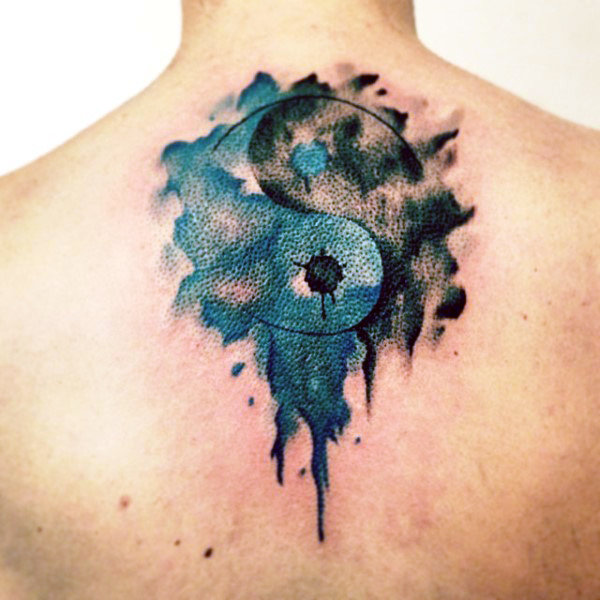 600x600 60 Yin Tang Tattoos For Men - Watercolor Yin Yang Tattoo