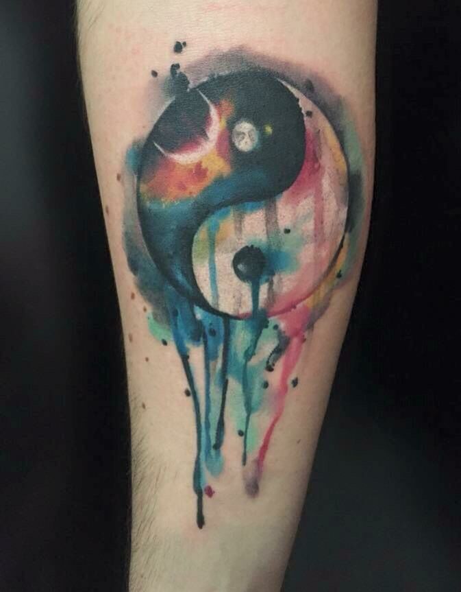 673x863 Pin By Alexandra Ghita On Tattoo Yin Yang Tattoos - Watercolor Yin Yang Tattoo