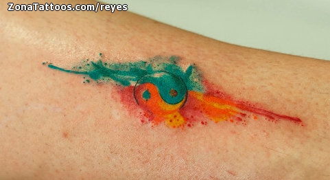 481x262 Tattoo Of Yin Yang, Watercolor - Watercolor Yin Yang Tattoo