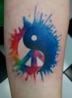 236x322 Watercolor Nice Yin Yang And Peace Tattoo - Watercolor Yin Yang Tattoo