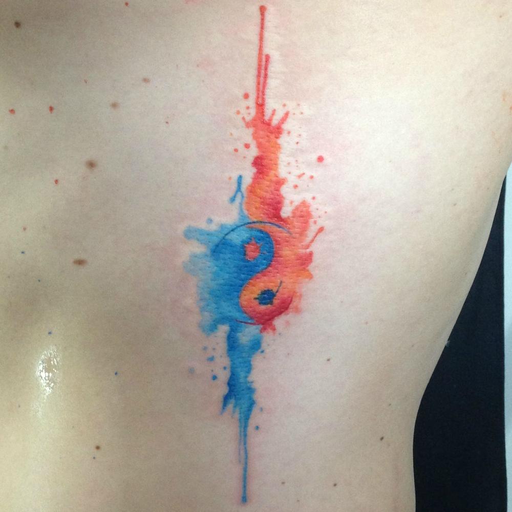 1000x1000 Watercolor Yin Yang Tattoo Design By Koray Karagozler - Watercolor Yin Yang Tattoo