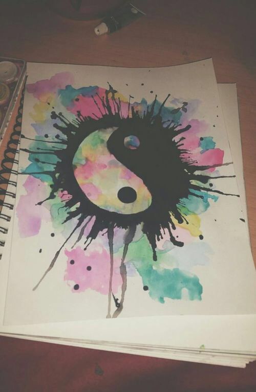 500x766 Watercolor Art Of A Yin Yang Design Watercolor Art - Watercolor Yin Yang Tattoo