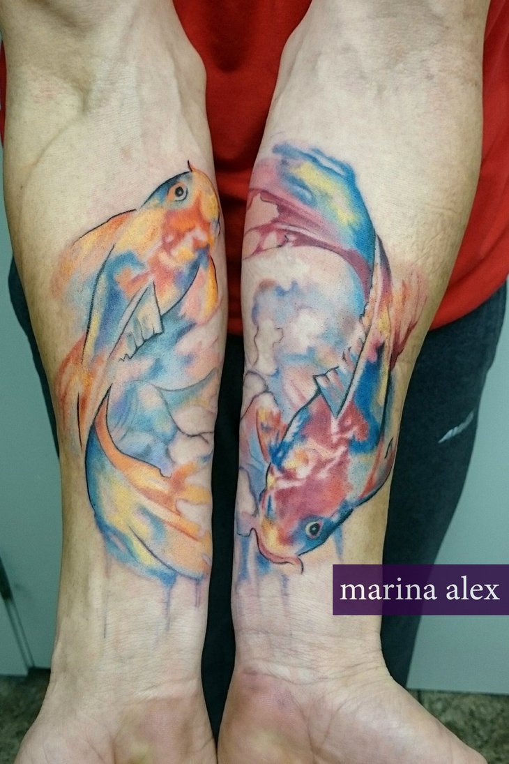 730x1095 Watercolor Yin Yang Tattoo By Marinaalex - Watercolor Yin Yang Tattoo