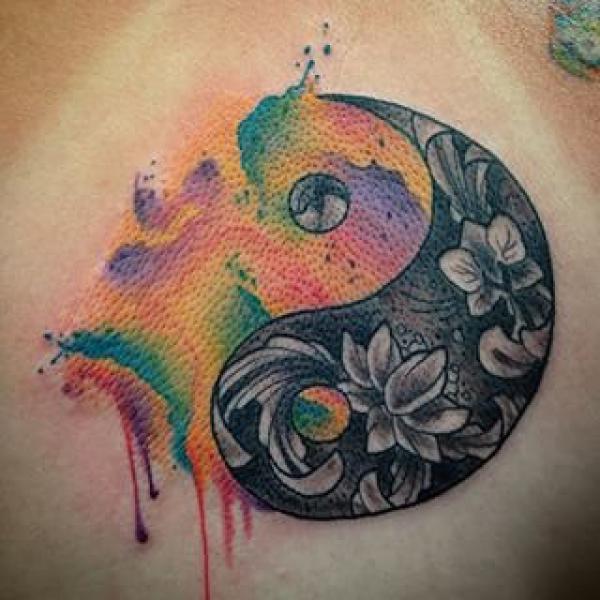600x600 Yin Yang With Sunflower Gardening Flower And Vegetables - Watercolor Yin Yang Tattoo