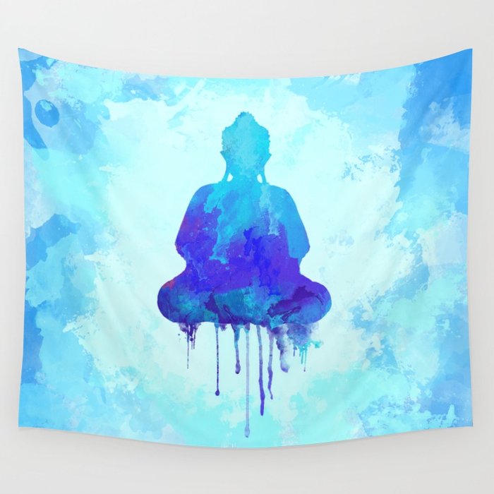 700x700 Watercolor Zen Buddha Blue Wall Tapestry By Thubakabra Society6 - Watercolor Zen