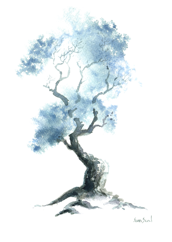 571x800 Little Watercolor Trees Little Zen Tree 1573 - Watercolor Zen