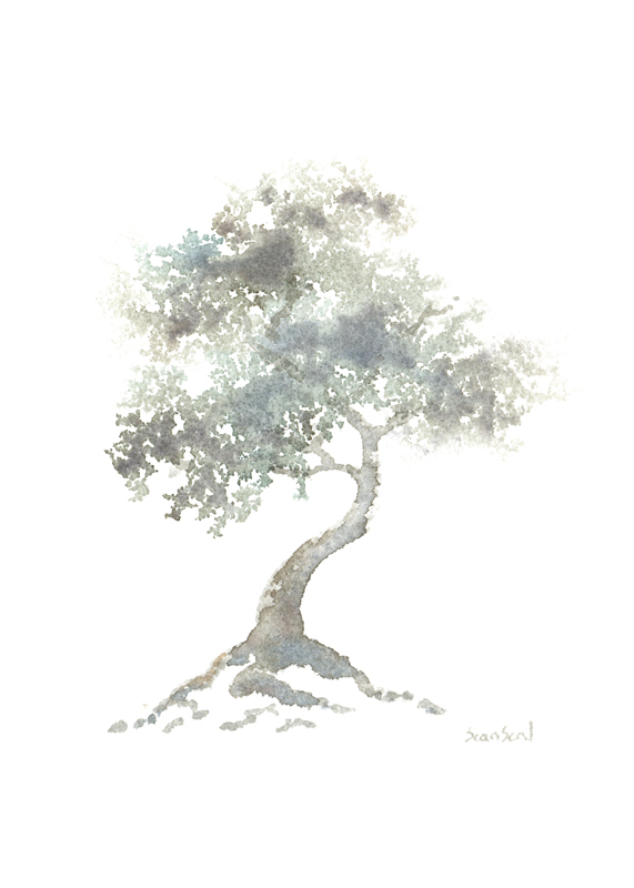 571x800 Little Watercolor Trees Little Zen Tree 1584 - Watercolor Zen
