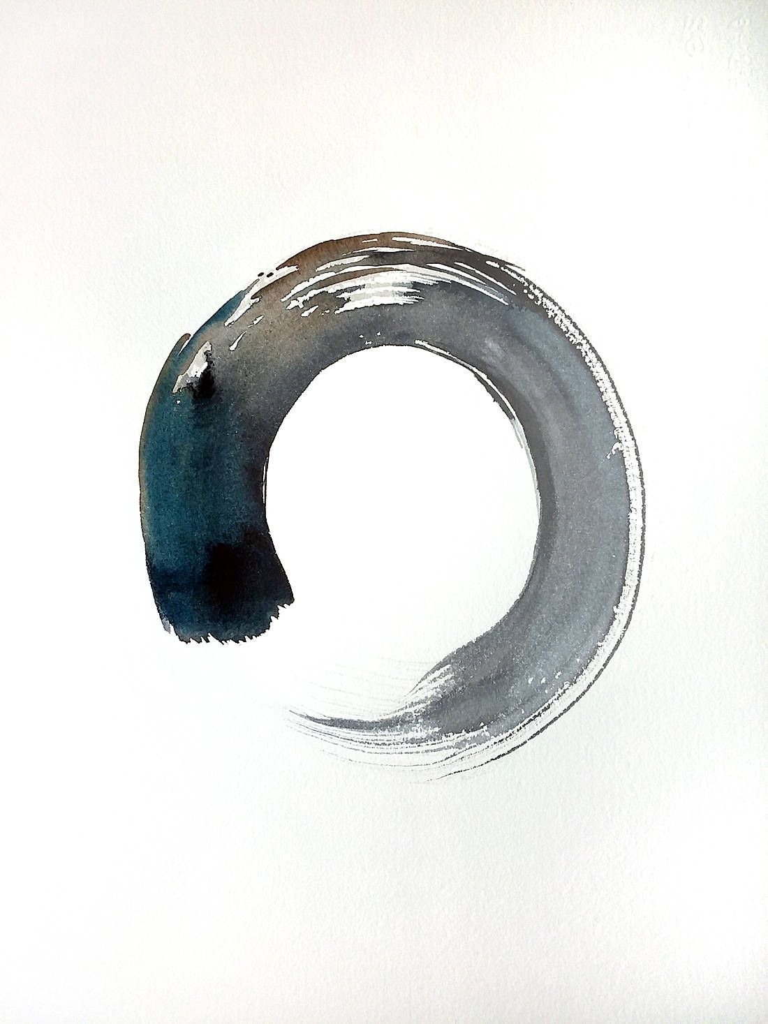 1100x1467 Enso Zen Circle Painting, Original Watercolor Painting, 11 X 14 - Watercolor Zen Circle