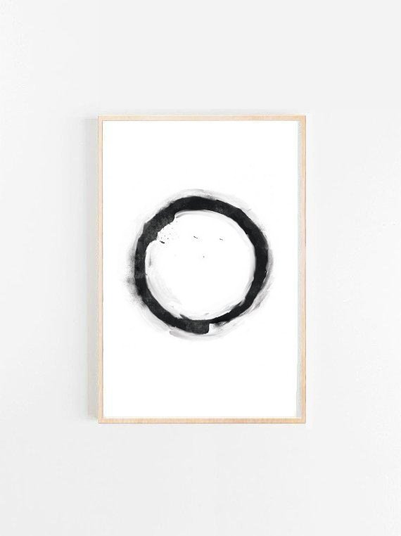 570x762 Minimalist Art Watercolor Zen Circle Abstract Art Print Etsy - Watercolor Zen Circle