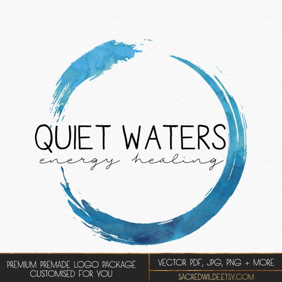 570x570 Watercolour Wave Logo Watercolor Wave Zen Circle Logo Etsy - Watercolor Zen Circle
