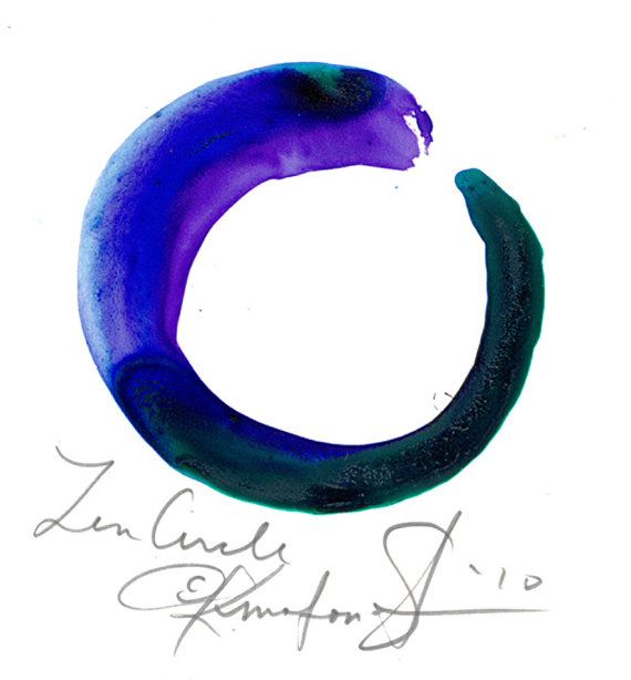 570x614 Zen Circle 40 Original Aceo Watercolor Painting On Yupo Paper - Watercolor Zen Circle
