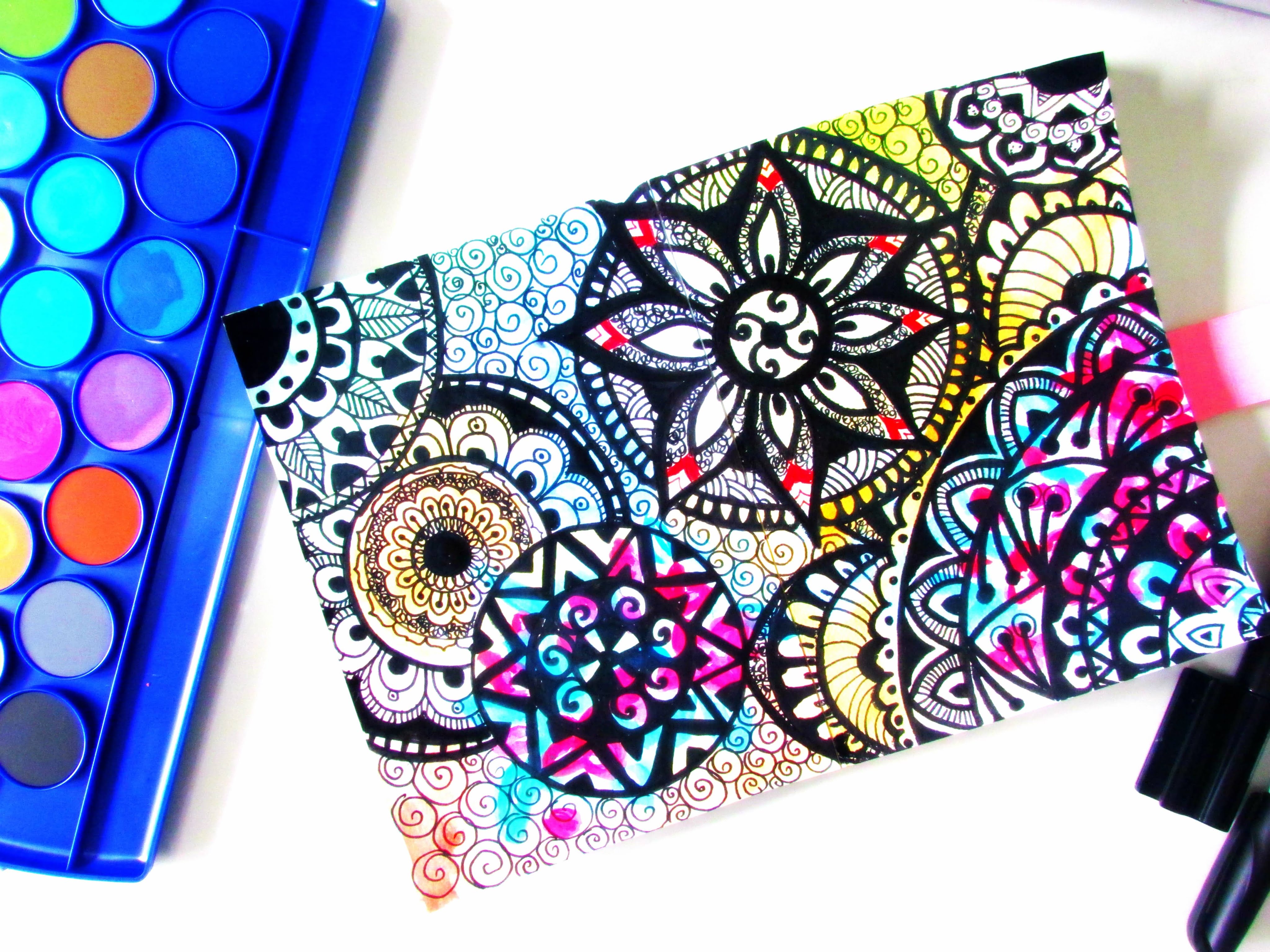 4096x3072 Watercolor Zentangle Art - Watercolor Zentangle
