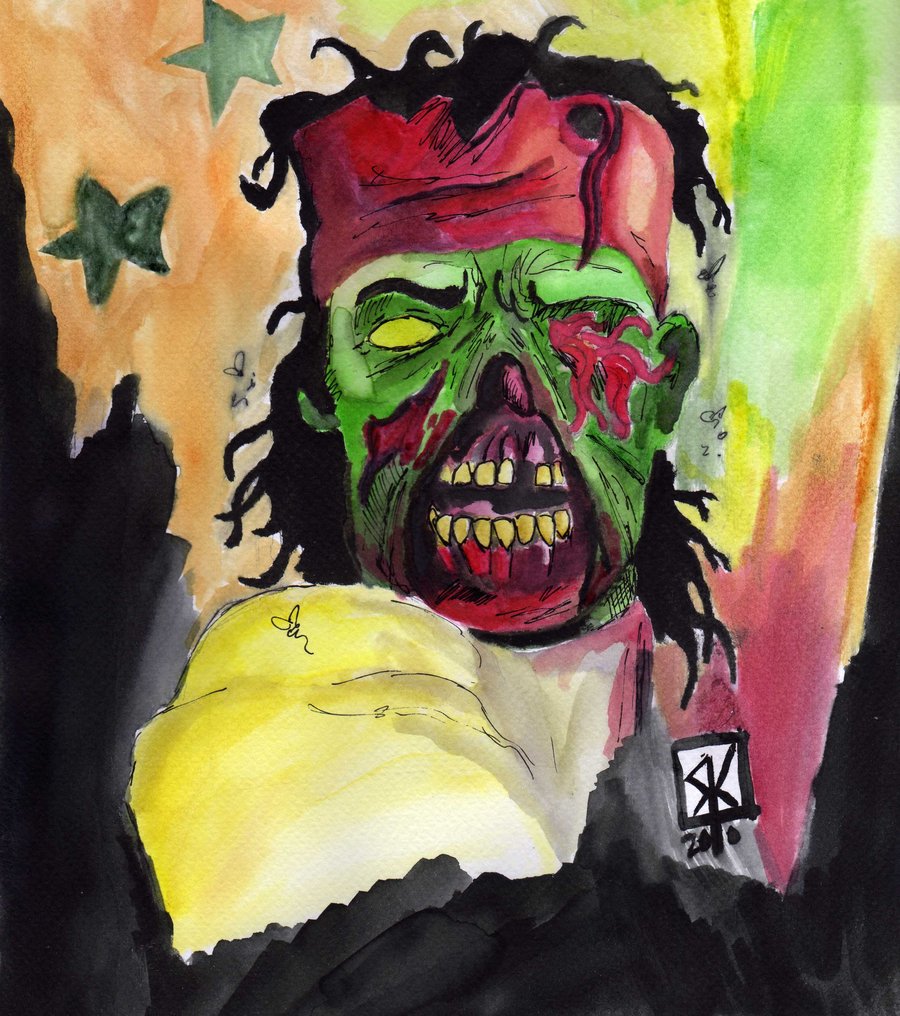 900x1016 Red Dead Zombie Watercolor By Krowland21 - Watercolor Zombie