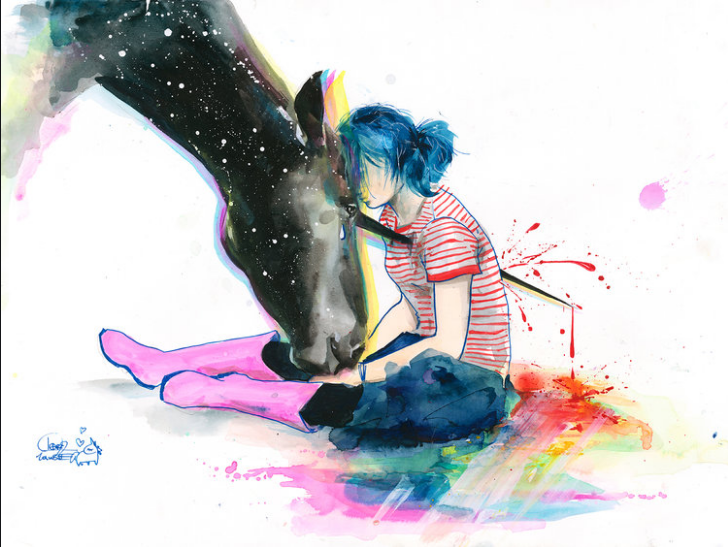 728x547 Reload Your Heart, Lora Zombie, Watercolor And Pen, 12x8 Art - Watercolor Zombie